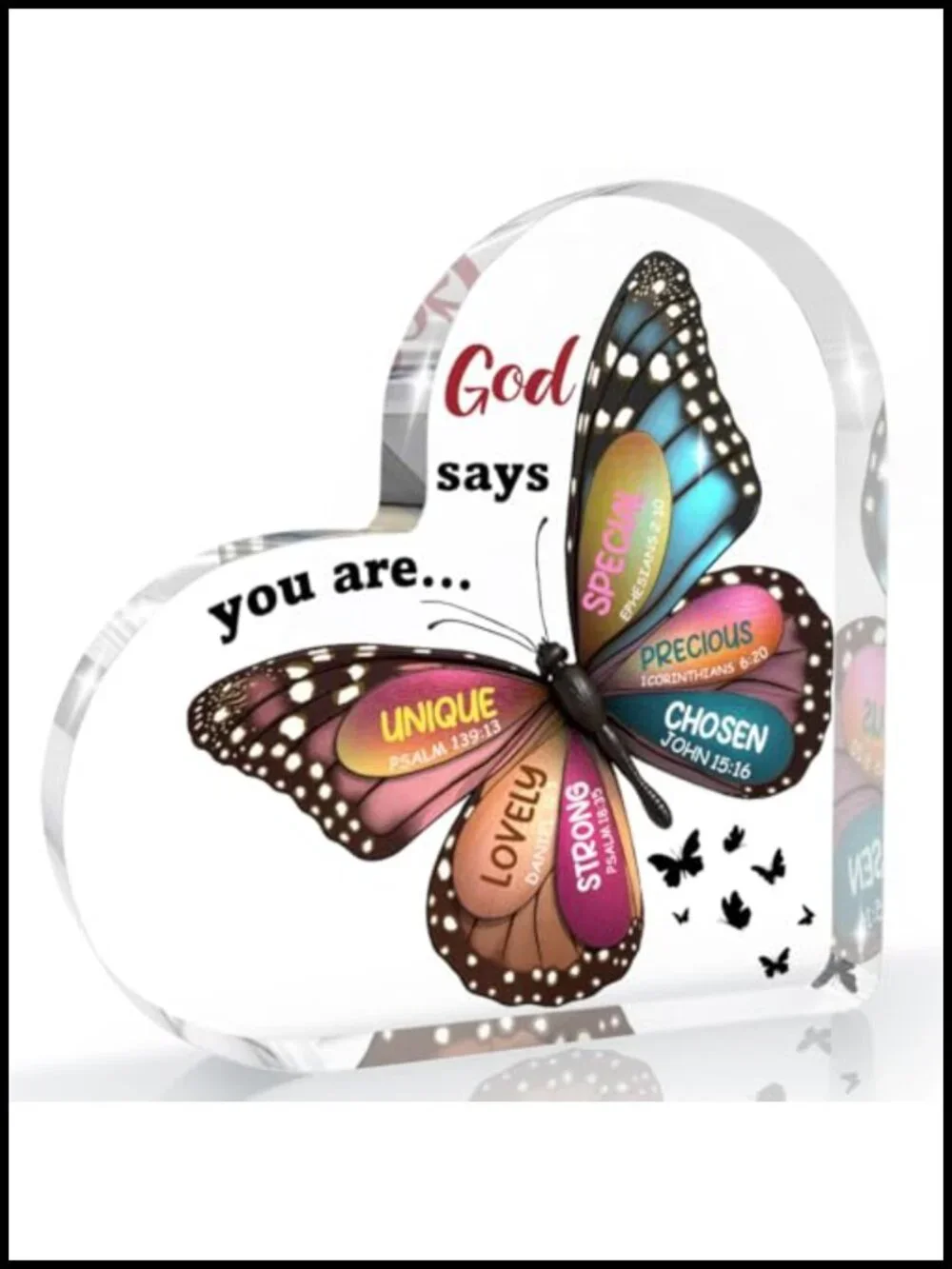 Acrylic Heart Shaped Inspirational Sign Freestanding Desk Decor Gift